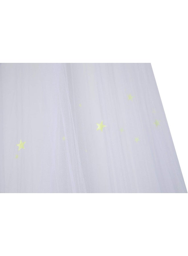 BCBYou Bed Canopy Mosquito Net with Fluorescent Stars Glow in Dark for Baby, Kids, and Adults, for Cover The Baby Crib, Kid Bed, Girls Bed Or Full Size Bed (White) - Image 2
